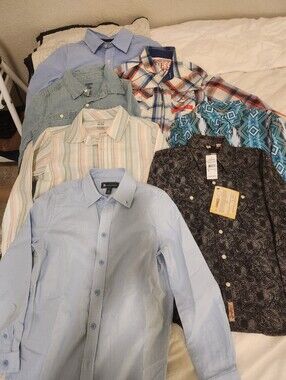 Boys Size 10 Lomg Sleeve Button Down Shirt Bundle